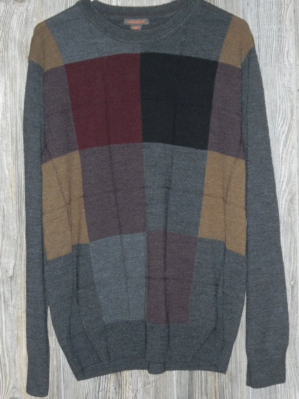 Dockers Men’s XXL Pullover Crewneck Colorblock Knit Sweater Gray Academia Fall
